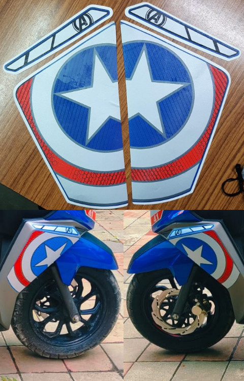 Ntorq Captain America Front Sticker | Captain America Side Panel Sticker